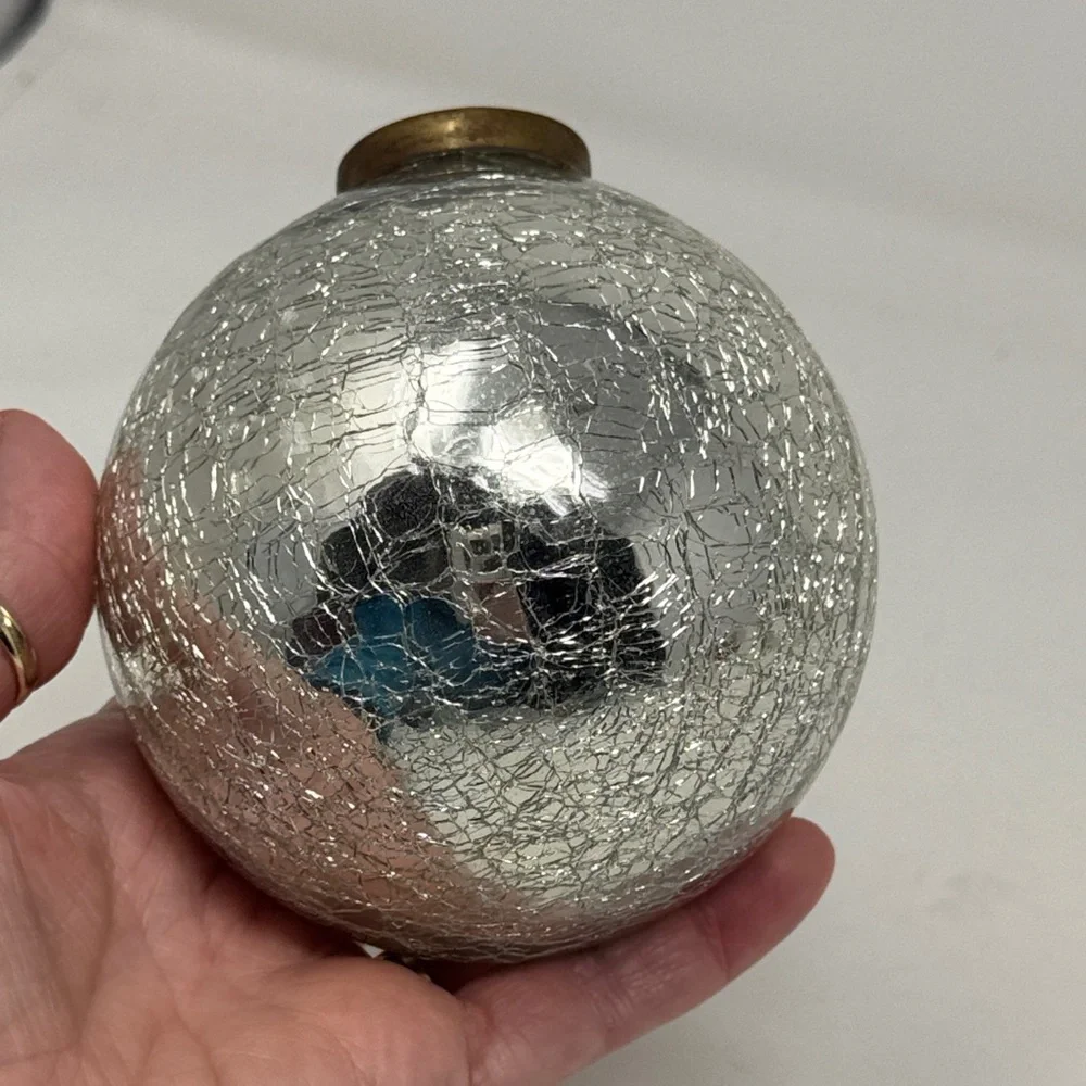 RESTORATION HARWARE KUGEL STYLE MERCURY GLASS CHRISTMAS ORNAMENT MIRROR